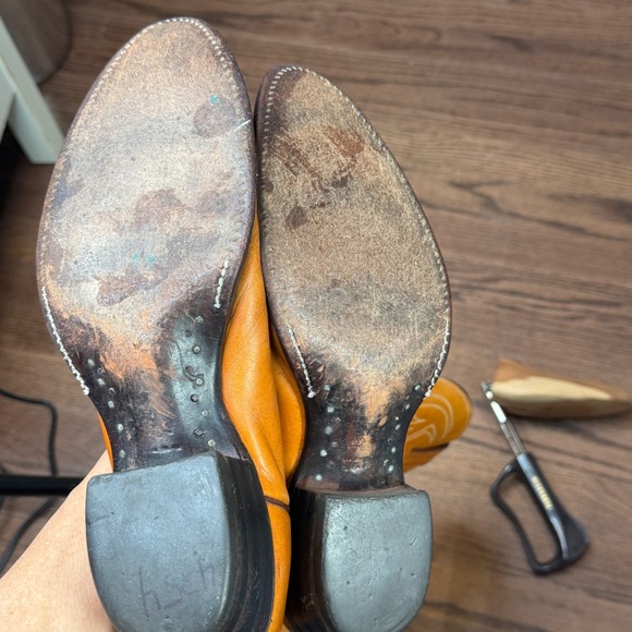 Justin Bay Apache Leather Western Cowboy Boots F3408 Mens 8.5B Tan Made In USA - Picture 8 of 16